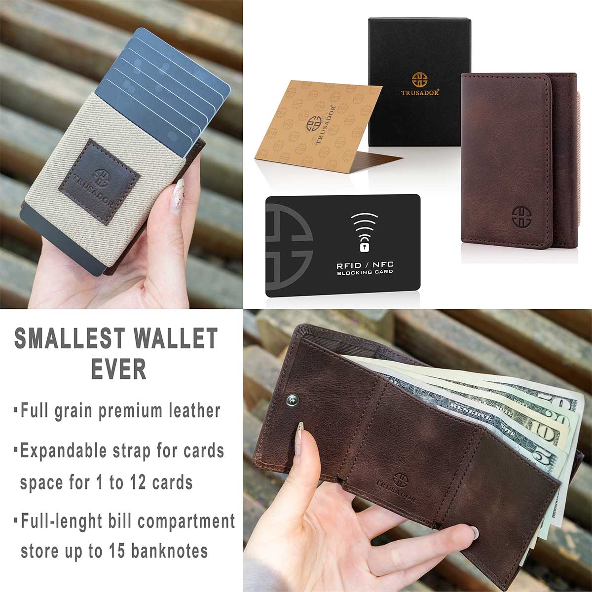 Polare Full Grain Leather Snap Passport and Vaccine Card Holder Combo